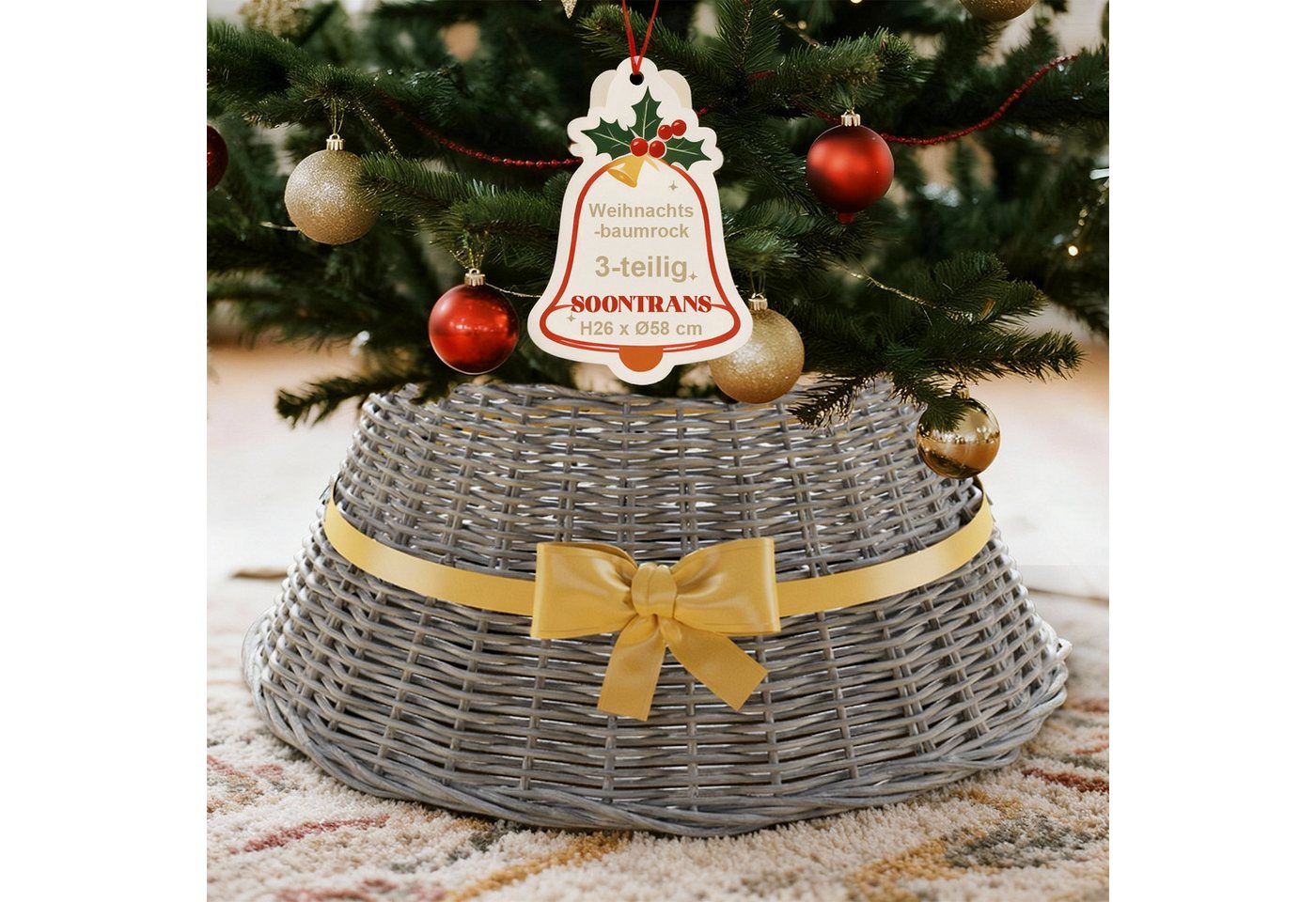 Ferghana Weihnachtsbaumdecke Weihnachtsbaumrock aus Geflochtene Weide, Weihnachtsbaum Kragen, Weihnachtsbaumständer Abdeckung mit Schleife, Weihnachtsbaum Korb Ferghana Weihnachtsbaumdecke Weihnachtsbaumrock aus Geflochtene Weide, Weihnachtsbaum Kragen, Weihnachtsbaumständer Abdeckung mit Schleife, Weihnachtsbaum Korb von Ferghana