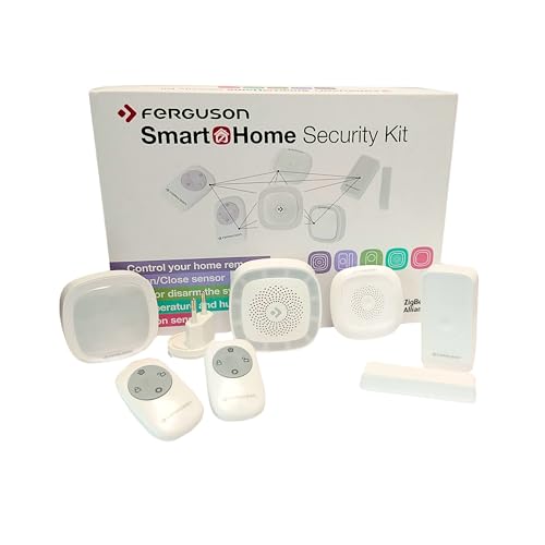 Ferguson Smart Home Sicherheitskit 6 Elemente - Alarm-Bausatz - Fernbedienung 2X - Bewegungsmelder PIR-Sensor - Temperatursensor und Hygrometer - Tür- und Fenstersensor - Smart Hub Ferguson Smart Home Sicherheitskit 6 Elemente - Alarm-Bausatz - Fernbedienung 2X - Bewegungsmelder PIR-Sensor - Temperatursensor und Hygrometer - Tür- und Fenstersensor - Smart Hub von Ferguson