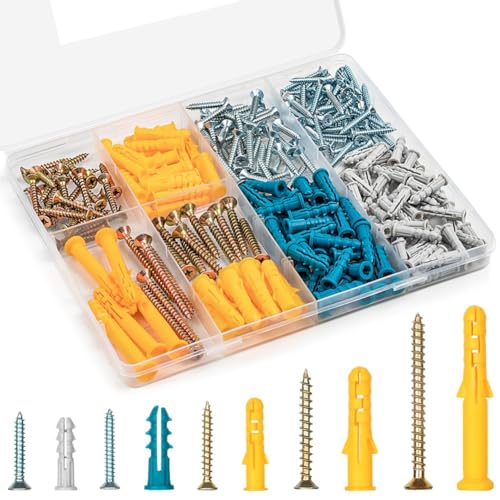 Feriany 270-Teiliges Trockenbaudübel- und Schrauben-Sortiment, 135 Kunststoff-Wanddübel und 135 Schrauben mit Organizer-Box Feriany 270-Teiliges Trockenbaudübel- und Schrauben-Sortiment, 135 Kunststoff-Wanddübel und 135 Schrauben mit Organizer-Box von Feriany