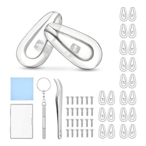 Feriany Brillen-Nasenpads, Brillen-Nasenpad-Reparaturset Aus Weichem Silikon mit 12 Paar Nasenpads, 24 Universalschrauben, Einfache Installation Feriany Brillen-Nasenpads, Brillen-Nasenpad-Reparaturset Aus Weichem Silikon mit 12 Paar Nasenpads, 24 Universalschrauben, Einfache Installation von Feriany