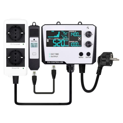 Feriany Kohlendioxid-Controller mit Dualkanal-Split-Sonde, CO2-Monitor, CO2-Druckminderungsventil für Gewächshäuser mit EU-Stecker C Feriany Kohlendioxid-Controller mit Dualkanal-Split-Sonde, CO2-Monitor, CO2-Druckminderungsventil für Gewächshäuser mit EU-Stecker C von Feriany