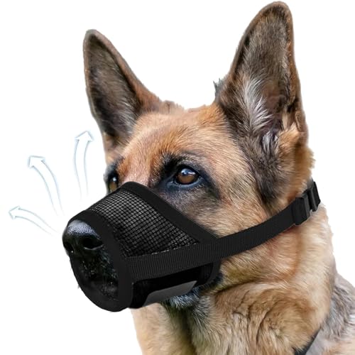 Ferizzia Hund Maulkorb, Mesh Soft Muzzles, Atmungsaktive Maulkorb für Hunde, Verstellbarer Mesh Maulkorbs für Mittlere Große Hunde Verhindert Das Beißen Ermöglicht HechelnTrinken von Ferizzia