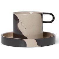 Ferm Living Inlay Cup With Saucer - Sand Brown von Ferm Living