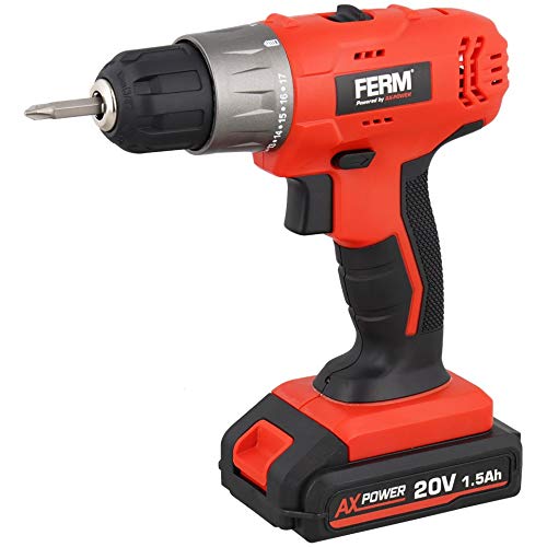 Ferm Akku-Bohrschrauber 20 Volt 1.5 Ah Aluminium Bohrschrauber mit 6 mm Bohrfunktion von Ferm