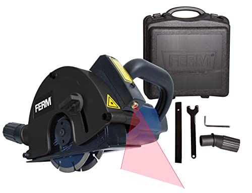 FERM WSM1009 Mauernutfräse Schlitzfräse 1700W - 2 Diamantscheiben 125mm - Laserfürhrung - Staubabsaugungsadapter - Koffer von Ferm
