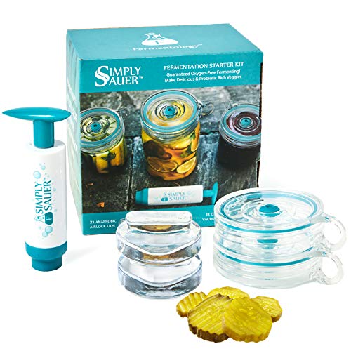 Fermentology Simply Sauer Fermentation-Starter-Kit - Passt für Wide Mouth Einmachgläser - Im Lieferumfang enthalten sind Gewichte, Deckel, Pumpe Fermentology Simply Sauer Fermentation-Starter-Kit - Passt für Wide Mouth Einmachgläser - Im Lieferumfang enthalten sind Gewichte, Deckel, Pumpe von Fermentology