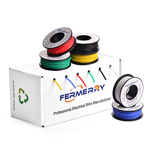 18 AWG Solid Core Wire Kit PVC-beschichtet 6 Farben 15 Meter oder 50ft jede Spulen 18 Gauge verzinnt Kupfer Jumper Wire Hook up Drähte von Fermerry von Fermerry