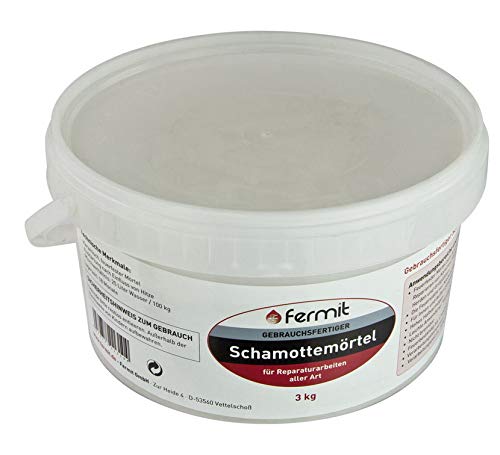 Fermit Schamottemörtel Teperaturbeständigkeit: über +1600°C 4x Anzündwürfel aus Holzfaser und Pflanzenöl ca. 8 min Brennzeit (Schamottemörtel 3kg) von Fermit