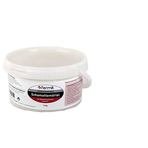 Fermit Schamottezement Feuerzement Temperaturbeständigkeit: über +1250°C und 4x Anzündwürfel aus Holzfaser und Pflanzenöl ca. 8 min Brennzeit (Schamottezement 3 kg) von Fermit