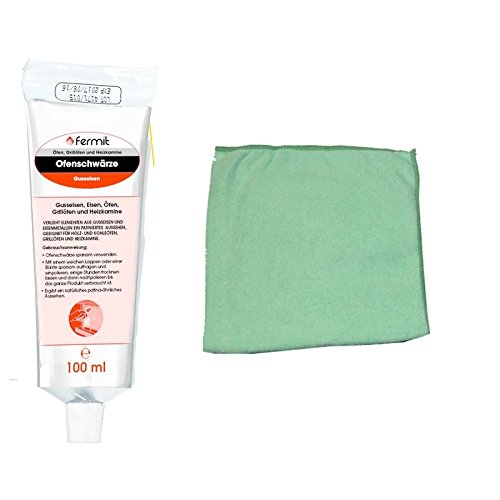 Kochplatten Elektroplatten Reiniger Ofenschwärze inkl. Microfasertuch zum Auftragen (Schwarzpaste 100 ml) von Fermit