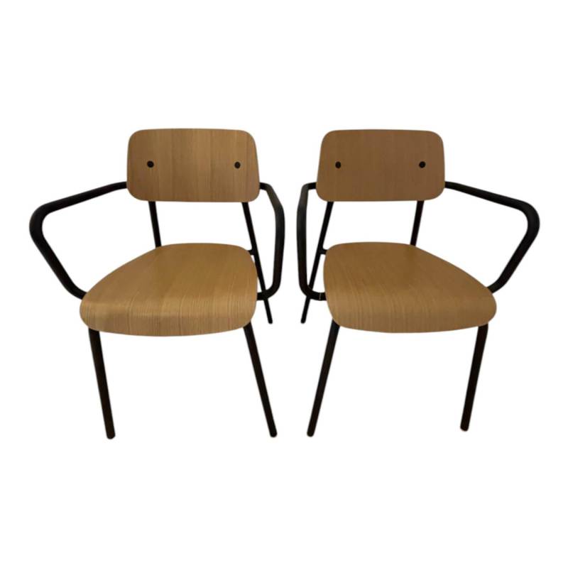 2er Set Armlehnstuhl Studie Eichenholz Furniert Gestell Und Armlehnen Aluminiumr... von Fermob