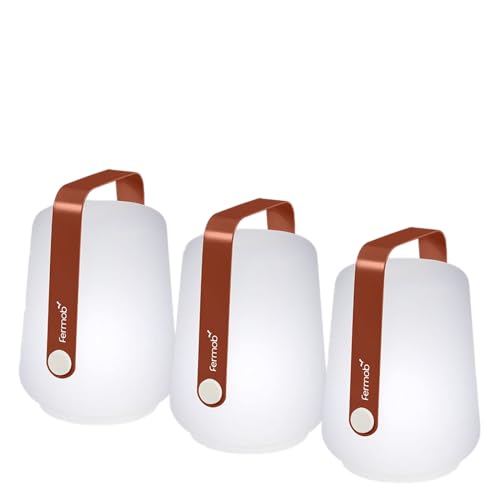 Fermob Balad Lampenset Polyethylen Aluminium LED Ockerrot, 3er-Set, Maße: 10cm x 10cm x 13,5cm (B x T x H), 360220, 10 x 10 x 13,5 cm von Fermob