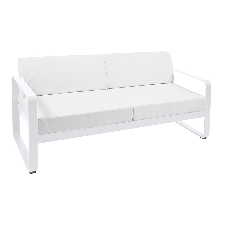 Fermob - Bellevie Outdoor 2-Sitzer Sofa - baumwollweiß/texturiert/Kissenstoff Sunbrella® grauweiß/BxHxT 160x71x75cm von Fermob