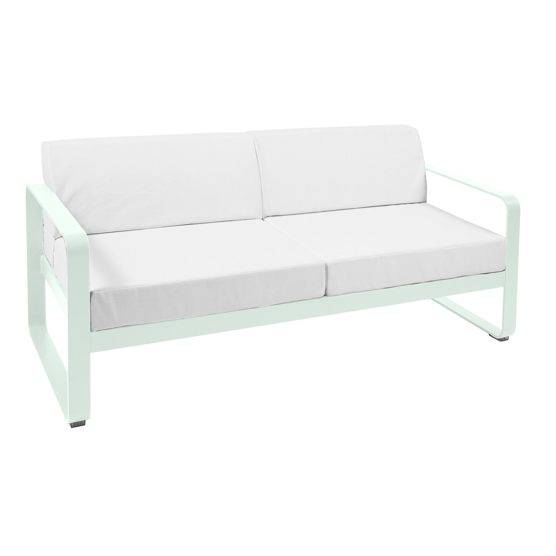 Fermob - Bellevie Outdoor 2-Sitzer Sofa - gletscherminze/texturiert/Kissenstoff Sunbrella® grauweiß/BxHxT 160x71x75cm von Fermob