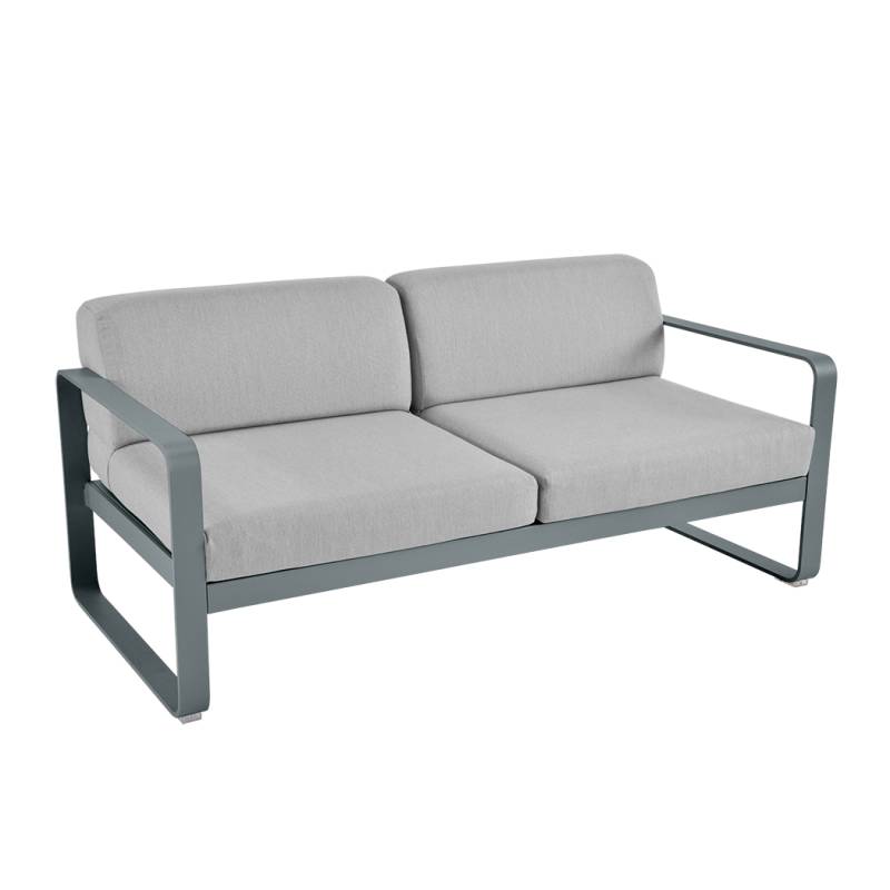 Fermob - Bellevie Outdoor 2-Sitzer Sofa - kaktus/flanellgrau/Sunbrella®/wasserabweisend/BxHxT 160x71x75cm/Gestell Aluminium kaktus/UV-beständig von Fermob