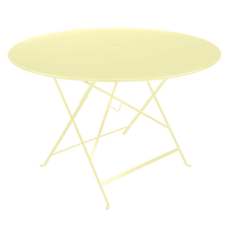 Fermob - Bistro Klapptisch Ø117cm - zitronensorbet/texturiert/H 74cm  / Ø 117cm/UV-beständig von Fermob