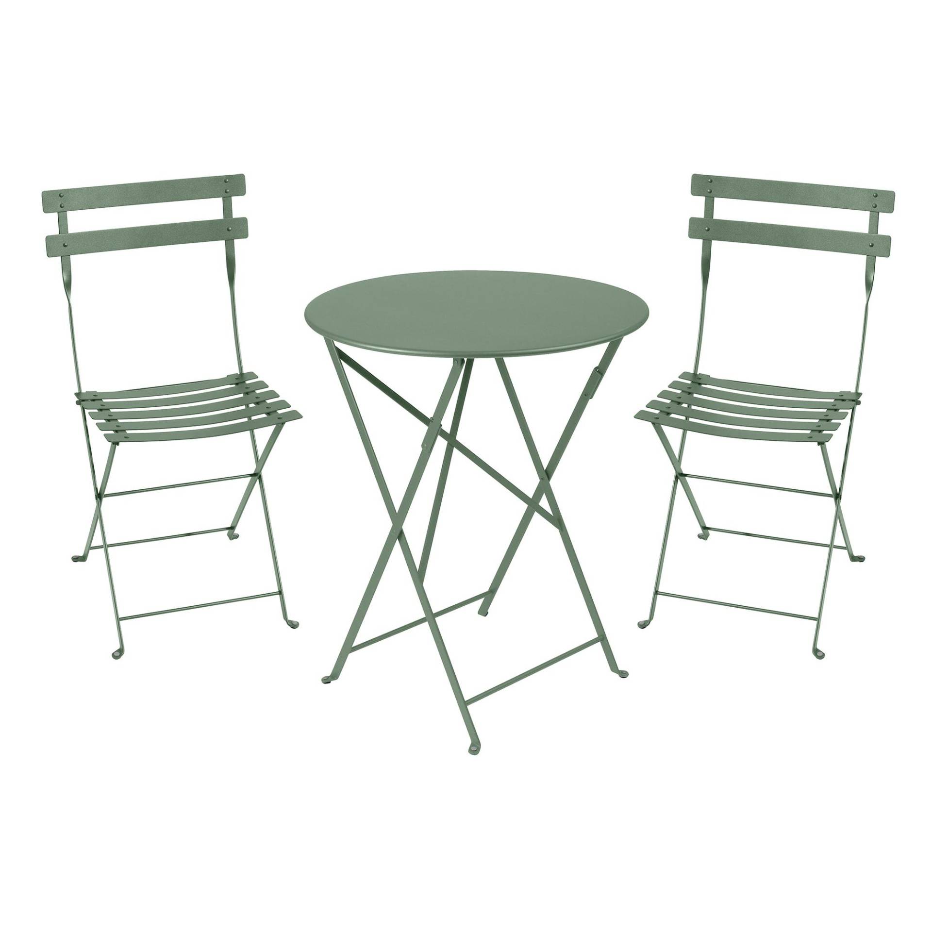 Fermob - Bistro Metall Garten-Set - kaktus/texturiert/Stuhl BxHxT 42x82x39cm/Tisch H 74cm / Ø 60cm von Fermob