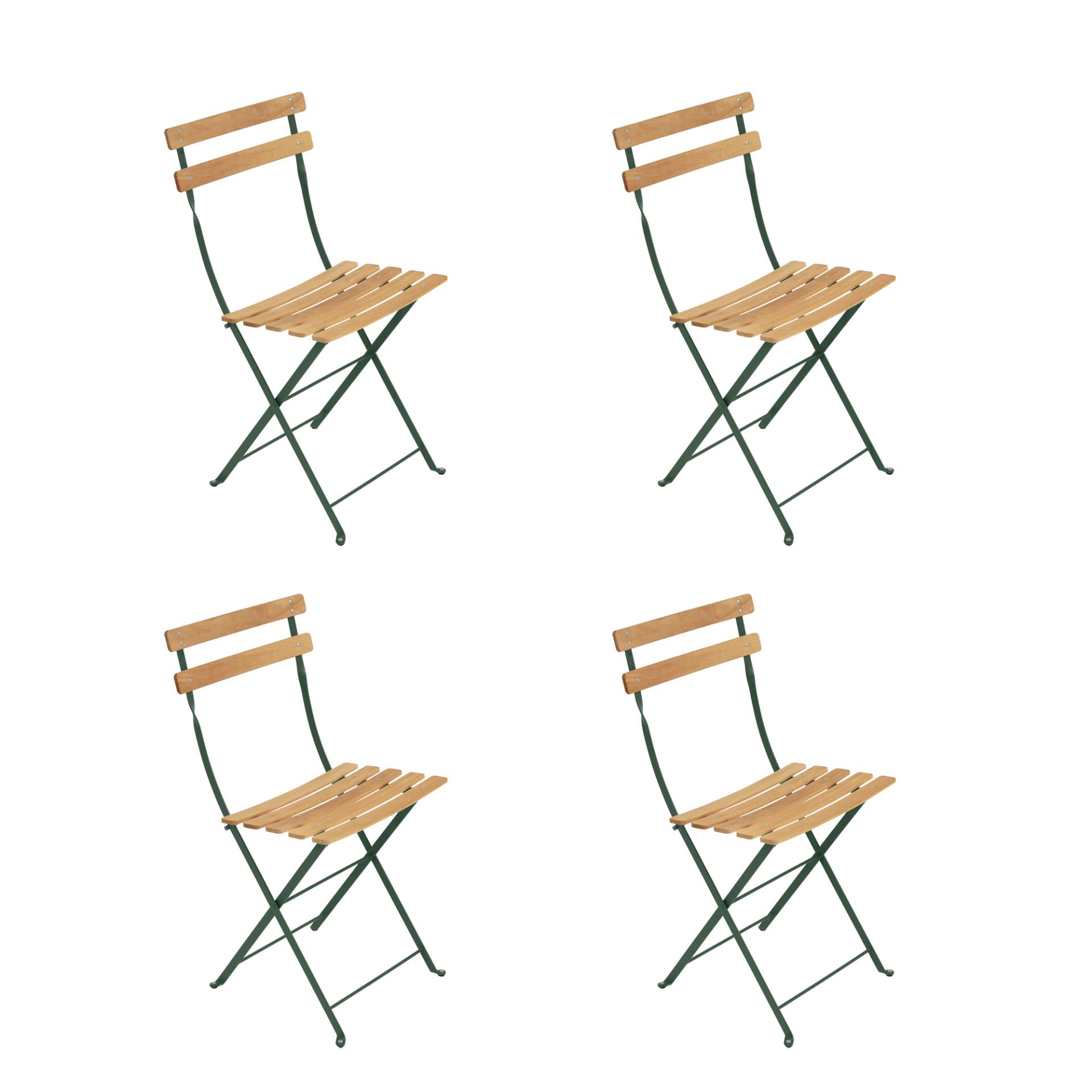 Fermob - Bistro Naturel Klappstuhl 4er Set - zederngrün/texturiert/Sitzfläche Buche/BxHxT 42x82x39cm/UV-beständig von Fermob