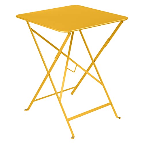 Fermob Bistro Tisch, quadratisch, faltbar cm. 57 x 57 Stahl Struktur gelb Honig Farbe von Fermob
