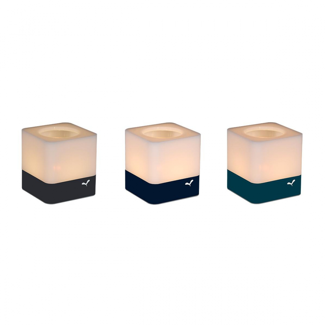 Fermob - Cuub Windlicht 3er Set - anthrazit, abyssblau, acapulcoblau/LxBxH 7,5x7,5x8cm von Fermob