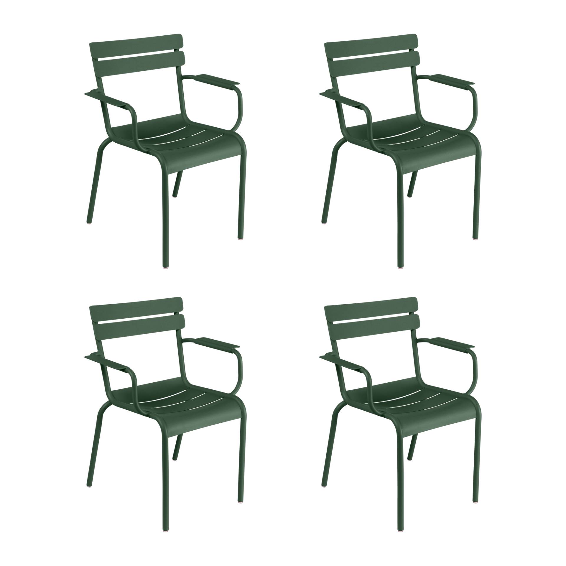 Fermob - Luxembourg Gartenarmlehnstuhl 4er Set - zederngrün/texturiert/BxHxT 52x88x57cm/UV-beständig/stapelbar von Fermob