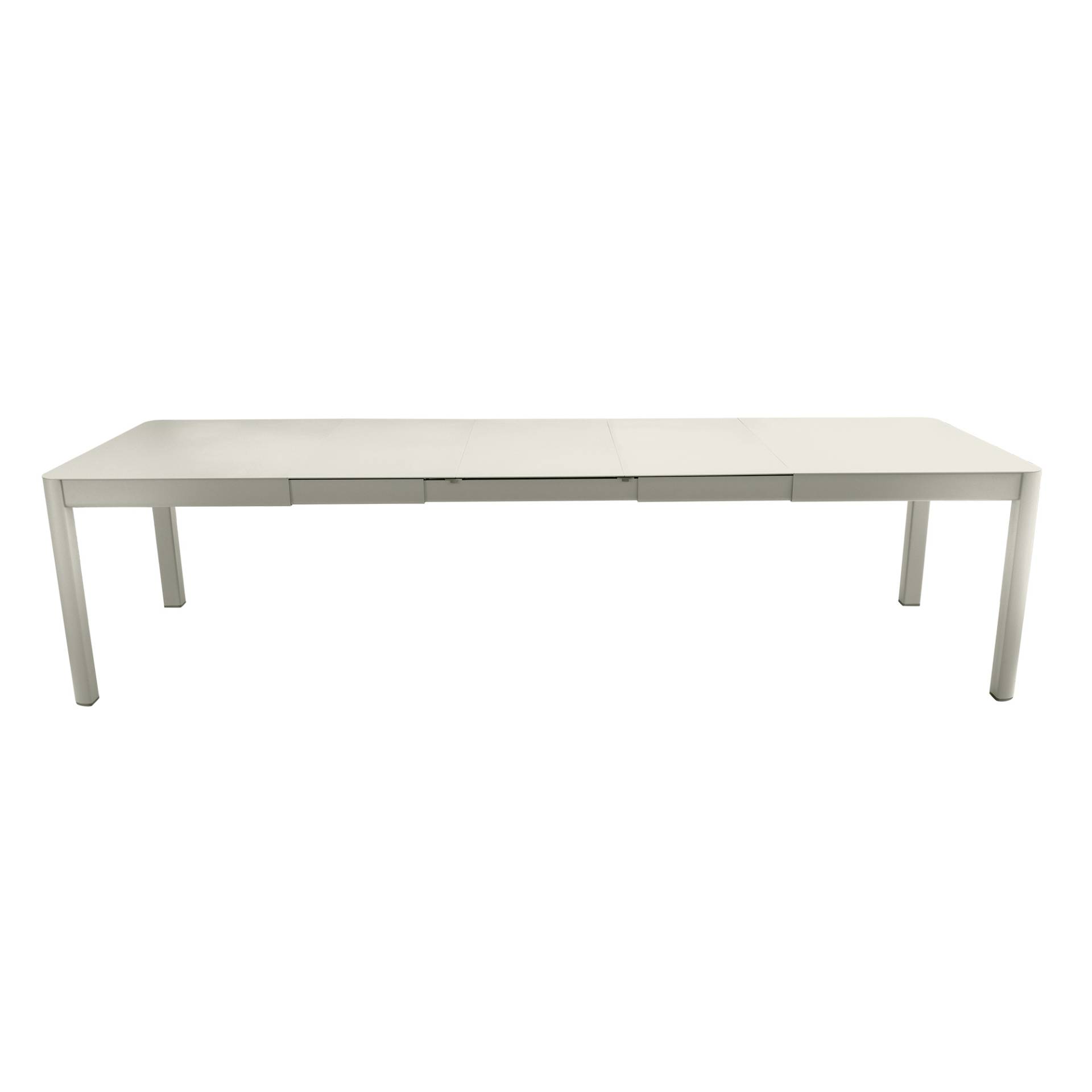 Fermob - Ribambelle XL Gartentisch mit 3 Einlegeplatten - lehmgrau/texturiert/LxBxH 149-290x100x74cm/UV-beständig von Fermob