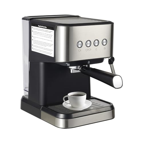 Fermoirper 1,5 l Kaffeemaschine Semiautomatica mit Filter für zwei Tassen 1050 W schnelle Hauffung 30 – 45 s 92 – 100 ℃, Milchaufschäumer für Kaffee Cappuccino Latte Macchiato 18,5 x 26,4 x 28 cm von Fermoirper