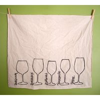 Rotweingläser-Siebdruck Auf Mehlsackhandtuch Aus Bio-Baumwolle - Perfektes Geschenk Für Weinliebhaber Wunderbares Zur Einweihung von FernCreations