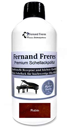 Schellackpolitur 250ml. Fernand Freres Klavierlack SCHWARZ - TRANSPARENT - BERNSTEIN - BLOND Hochglanz Politur Schellack gebrauchsfertig Schelllack (Rubin (Rubinrot)) von Fernand Freres