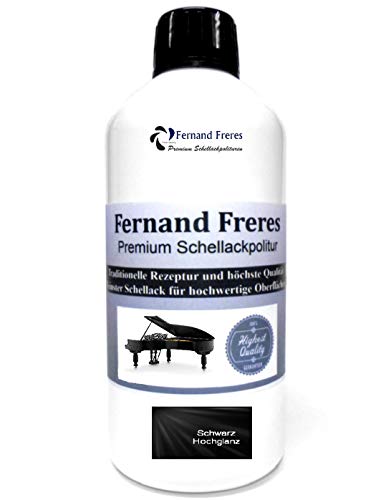 Schellackpolitur 250ml. Fernand Freres Klavierlack SCHWARZ - TRANSPARENT - BERNSTEIN - BLOND Hochglanz Politur Schellack gebrauchsfertig Schelllack (Schwarz) von Fernand Freres