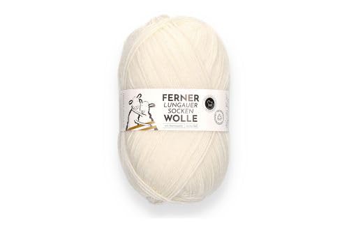 Ferner Wolle Lungauer Sockenwolle 6-fach Merino UNI 01 - Weiss von Ferner Wolle