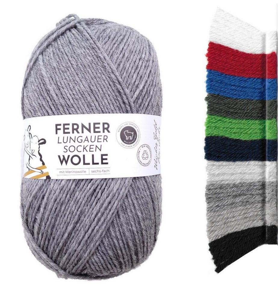 Ferner Wolle dicke Sockenwolle 6 fädig uni, zum Stricken & Häkeln mit Merinowolle Häkelwolle, 425,00 m (150g Strumpfwolle, Sockengarn 6-fach (6-ply), mit mulesingfreier Wolle von Ferner Wolle