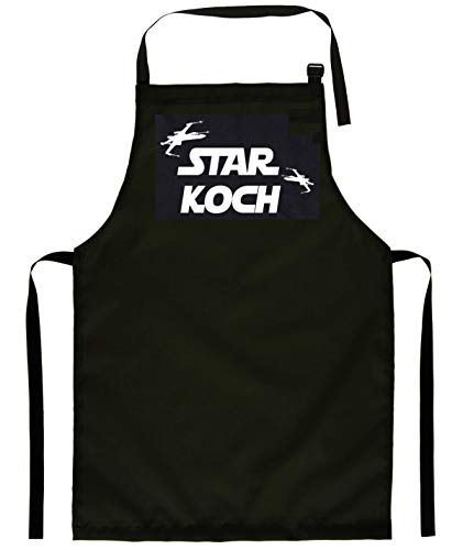 Ferocity Delux Kinderschürze Kind Malschürze Kunstkittel Kochschürze Apron Werkschürze mit einem Motiv schwarz Star Koch [074] von Ferocity