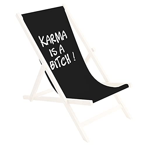 Ferocity Ersatz-Stoffbezug Wechselbarer Liegestuhl Stoffbezug 100% Polyester für Holz-Liegestuhl Klappliegestuhl Motiv Schwarz Karma [119] von Ferocity