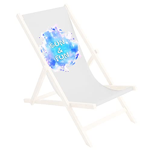 Ferocity Ersatz-Stoffbezug Wechselbarer Liegestuhl Stoffbezug 100% Polyester für Holz-Liegestuhl Klappliegestuhl Motiv Sun & Fun [119] von Ferocity