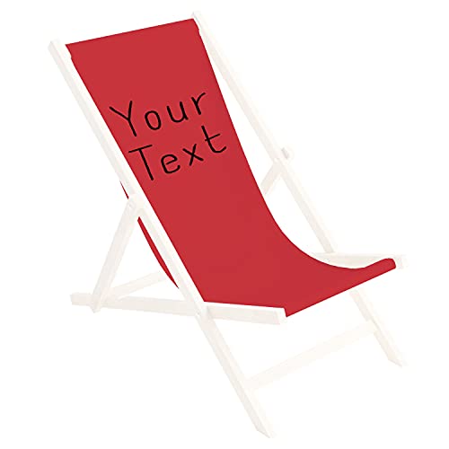 Ferocity Ersatz-Stoffbezug Wechselbarer Liegestuhl Stoffbezug 100% Polyester für Holz-Liegestuhl Klappliegestuhl Personalisierbar Your Text Rot [119] von Ferocity
