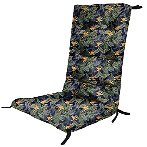 Ferocity Hochlehner Auflage für Stühle 130 x 50 x 5 cm Gartenstuhl Sitzpolster Sitzauflagen Outdoor Kissen Palettenauflage Bankauflage Matratze Gartenpolster Farbe Orange Blumen [146] von Ferocity