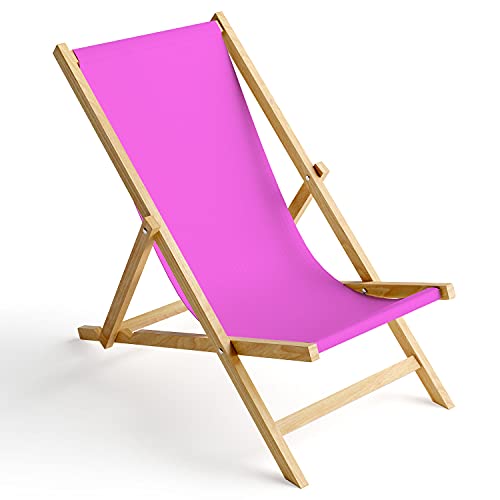 Ferocity Holz-Liegestuhl Klappbar Klappliegestuhl Sonnenliege Strandstuhl Wechselbezug Motiv Pink [119] von Ferocity