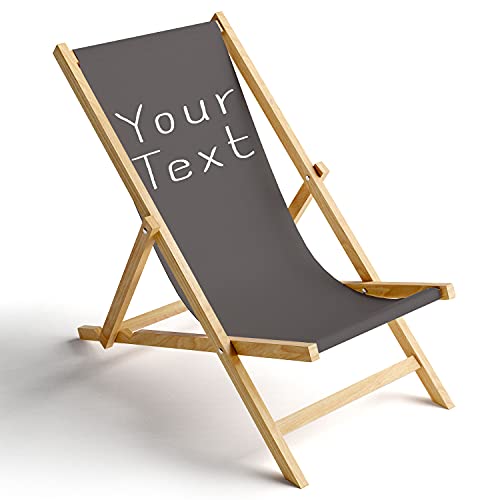 Ferocity Holz-Liegestuhl Klappbar Klappliegestuhl Sonnenliege Strandstuhl Wechselbezug Motiv Your Text Grau [119] von Ferocity