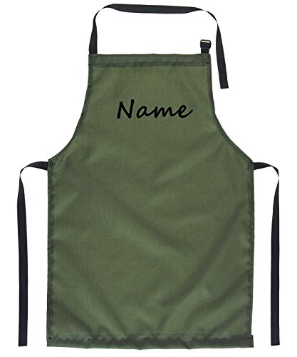 Ferocity Original Grillschürze Kochschürze Latzschürze Bistroschürze BBQ Apron Werkschürze ideale Männer Frauen Geschenk Grün mit Namen [106] von Ferocity