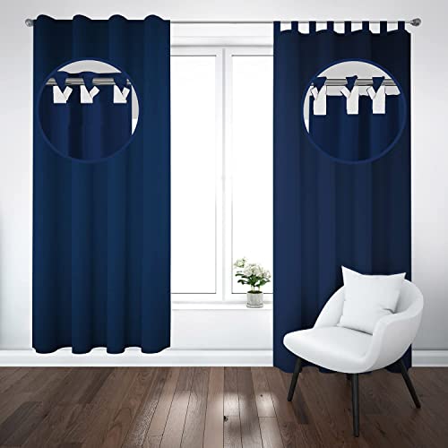 Ferocity Vorhänge mit Schlaufen Klettverschluss 2er Set 250 H x 145 B cm Blickdichte Gardinen Fensterdekoration fürs Schlafzimmer Wohnzimmer Gästezimmer (2 Panel) Dunkel Blau [139] von Ferocity