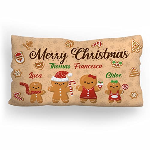 Ferocity Weihnachtskissen mit Füllung Großes Kissen mit Namen Personalisieren zum Weihnachten 60x40 cm Mehrfarbig Pattern Weihnachten Lebkuchen [091] von Ferocity