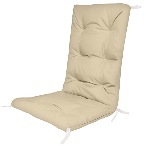 Hochlehner Auflagen für Stühle 130 x 50 x 5 cm Gartenstuhl Sitzpolster Sitzauflagen Outdoor Kissen Palettenauflage Bankauflage Polsterauflage Matratze Gartenpolster Farbe Beige [146] von Ferocity