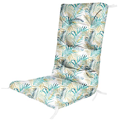 Hochlehner Auflagen für Stühle 130 x 50 x 5 cm Gartenstuhl Sitzpolster Sitzauflagen Outdoor Kissen Palettenauflage Bankauflage Polsterauflage Matratze Gartenpolster Farbe Palm Weiß [146] von Ferocity