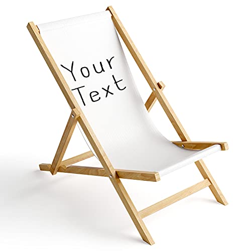 Ferocity Holz-Liegestuhl Klappbar Klappliegestuhl Sonnenliege Strandstuhl Wechselbezug Motiv Your Text Weiß [119] von Ferocity