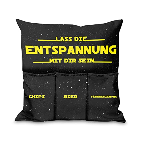 Kissen mit Taschen Geschenk Lustige Witzige Kissenbezüge Weiche Dekokissen mit Füllung Aufbewahrungstasche zum Filmabend Geburtstag auf die Couch Sofa Bett Motiv Sterne Kampf Star Fight [091] von Ferocity