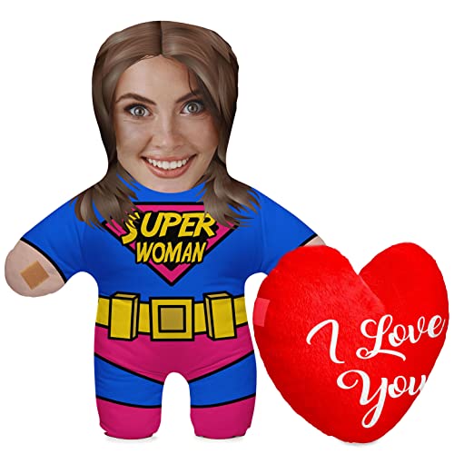 Kissen mit eigenem Foto Personalisiertes Lustiges Fotogeschenk mit eigenem Gesicht Bedruckt 45 cm Hoch Fotokissen Geburtstag Motiv Super Mama Heart [091] von Ferocity