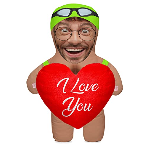 Kissen mit eigenem Foto Personalisiertes Lustiges Fotogeschenk mit eigenem Gesicht Bedruckt 45 cm Hoch Body Körper Foto-Kissen zum Geburtstag Vatertag Motiv Wrestling Heart [091] von Ferocity