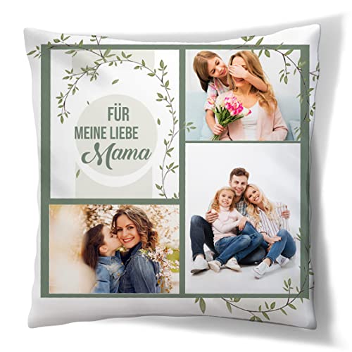 Kissen mit eigenen Fotos Personalisiertes FOTOGESCHENK (45 x 45 cm) Foto-Kissen mit Deinem Foto Bedrucken Zum Geburtstag Mutter Tag (mit Füllung) Zweige Rahmen Mama [091] von Ferocity