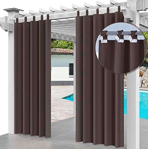 Outdoor Vorhang 2er SET Schlaufengardine 220 x 155 cm Gartenlauben Balkon-Vorhänge Gardinen Verdunkelungsvorhänge mit Schlaufen, Vorhang Wasserdicht für Pavillon Strandhaus (2 Panele) Braun [129] von Ferocity